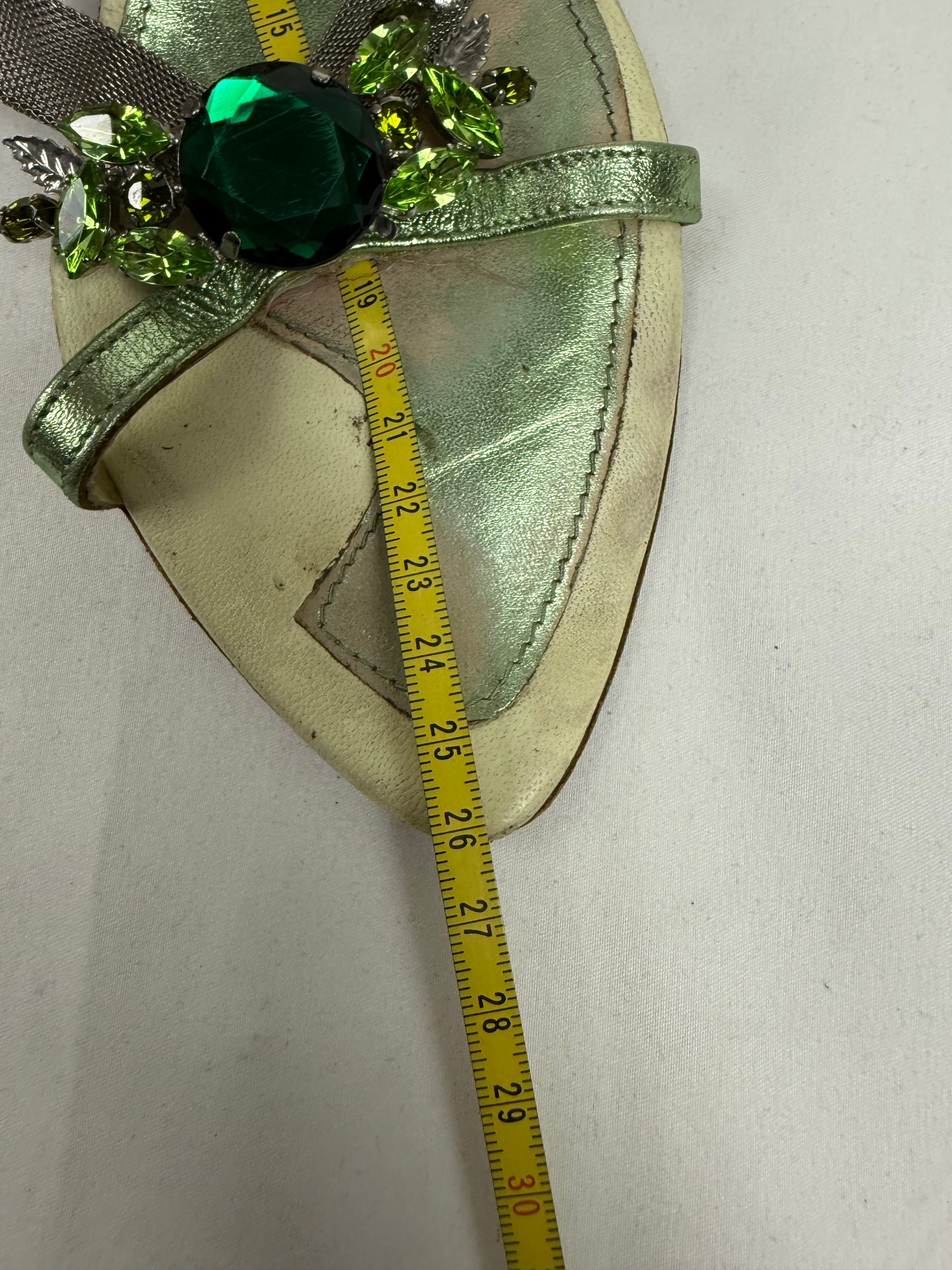 Green rhinestone kitten heels mules (38.5)