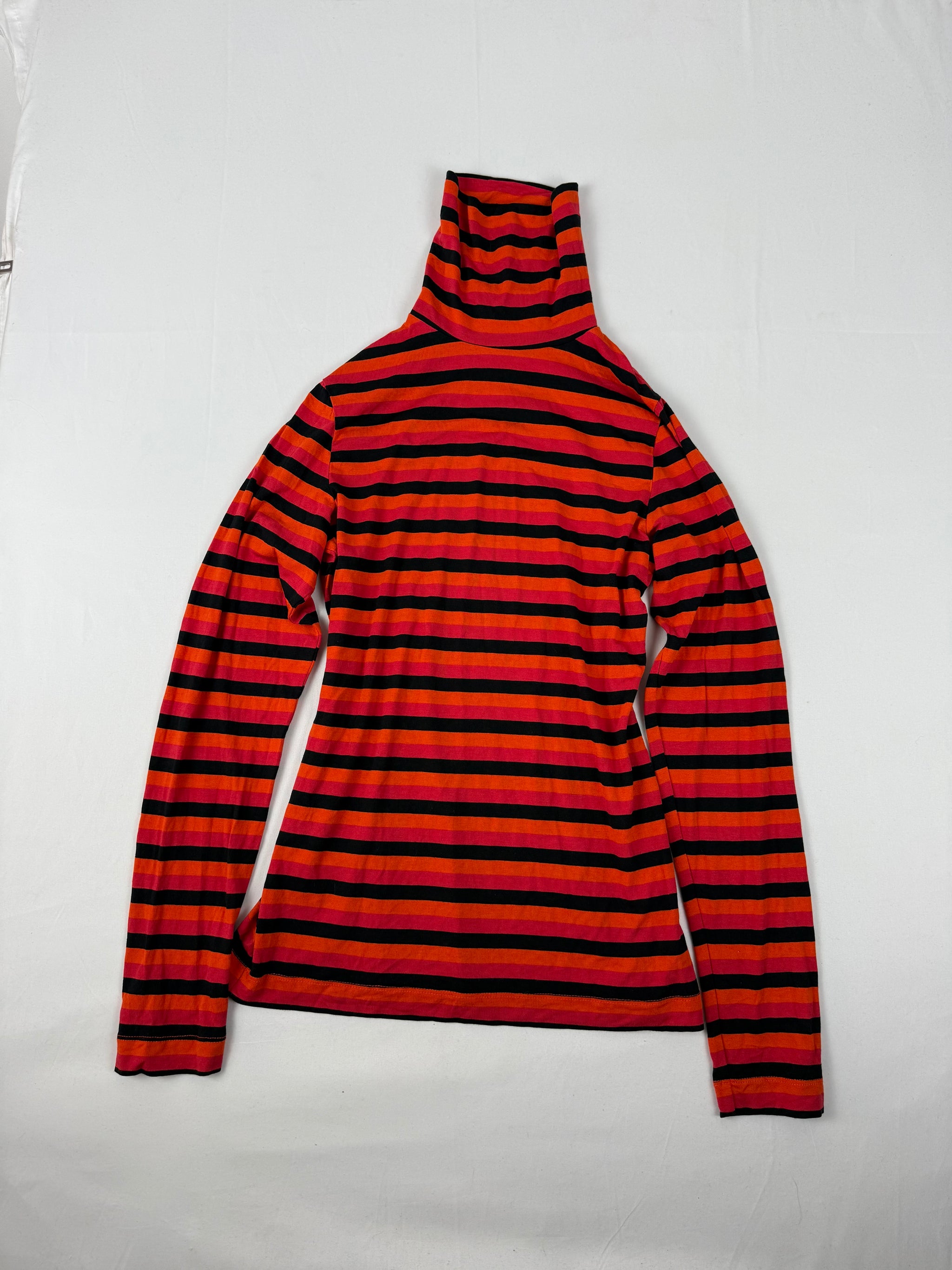 Orange striped turtleneck long sleeves top (S/M)
