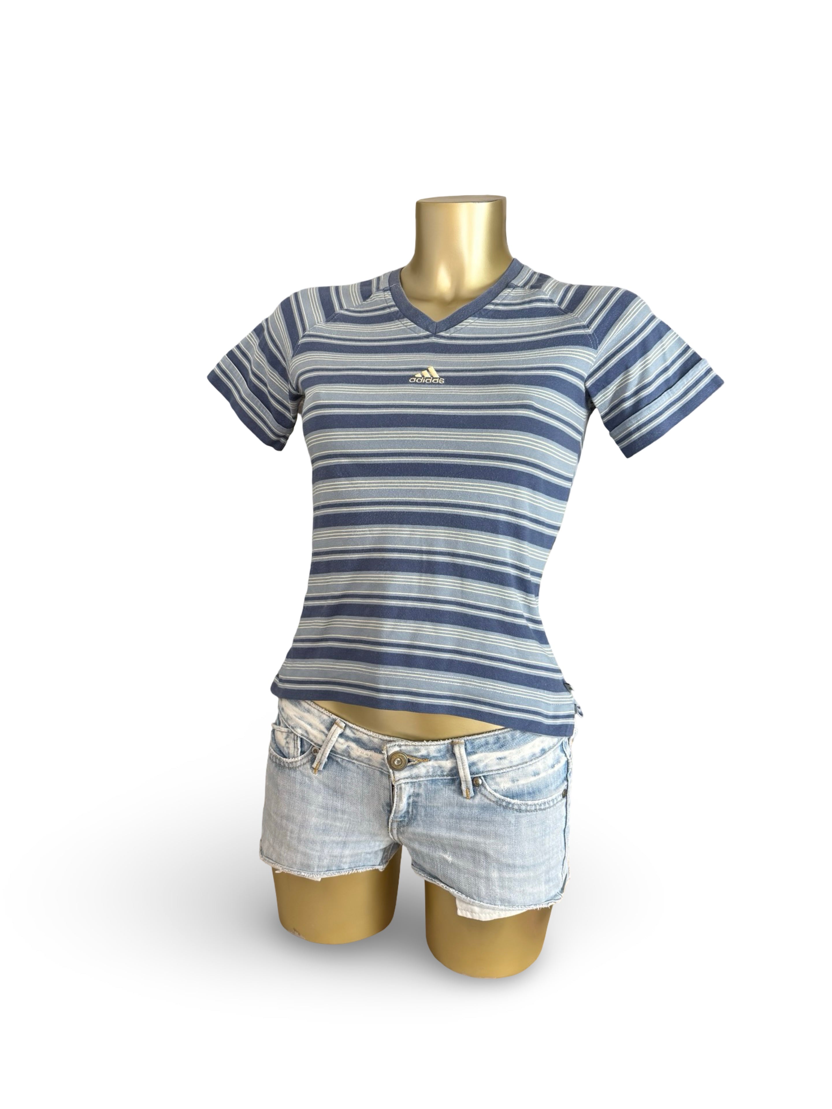 Blue striped cotton logo tee (S)