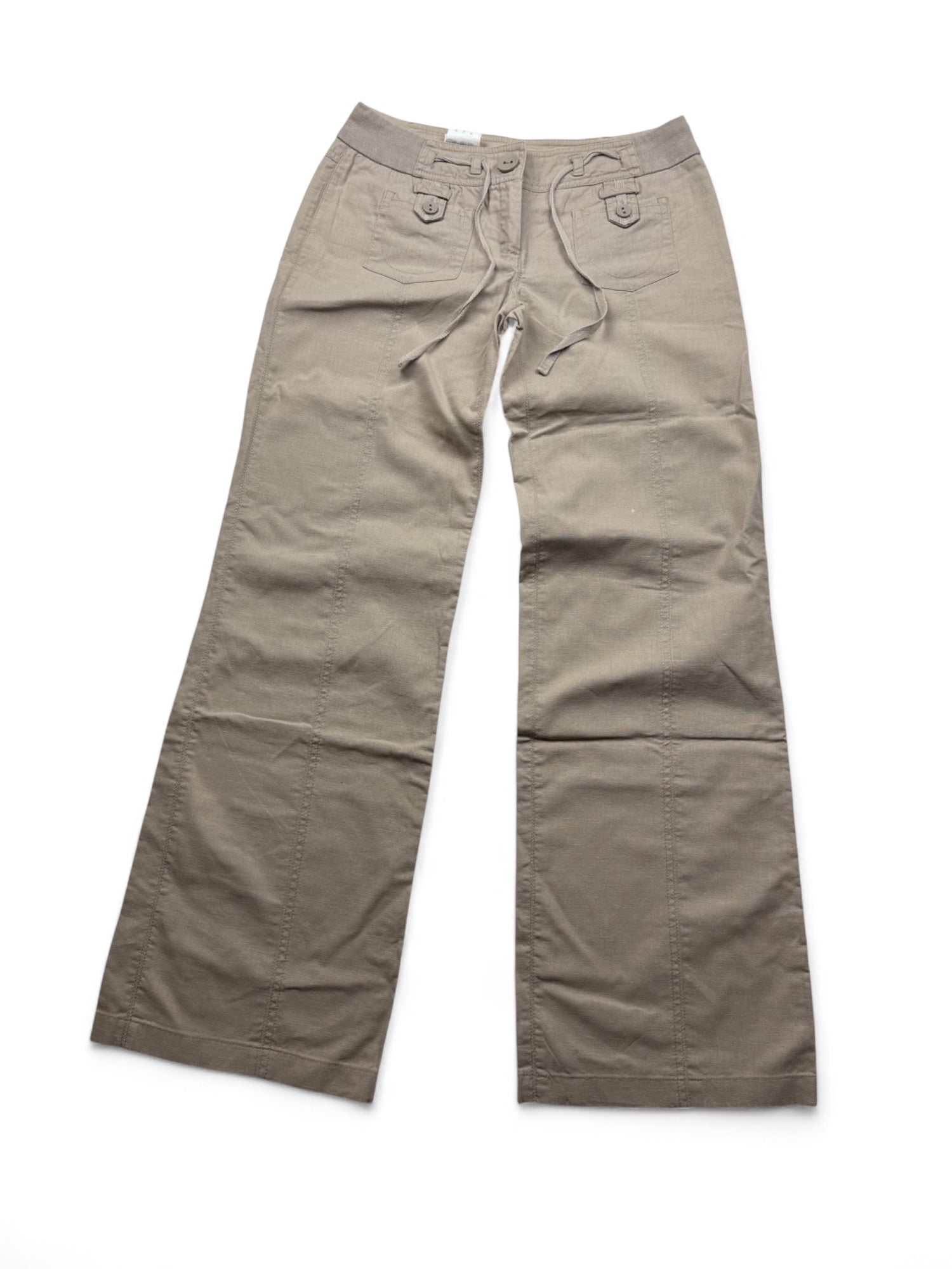 Beige linen baggy low rise pants (S/M)