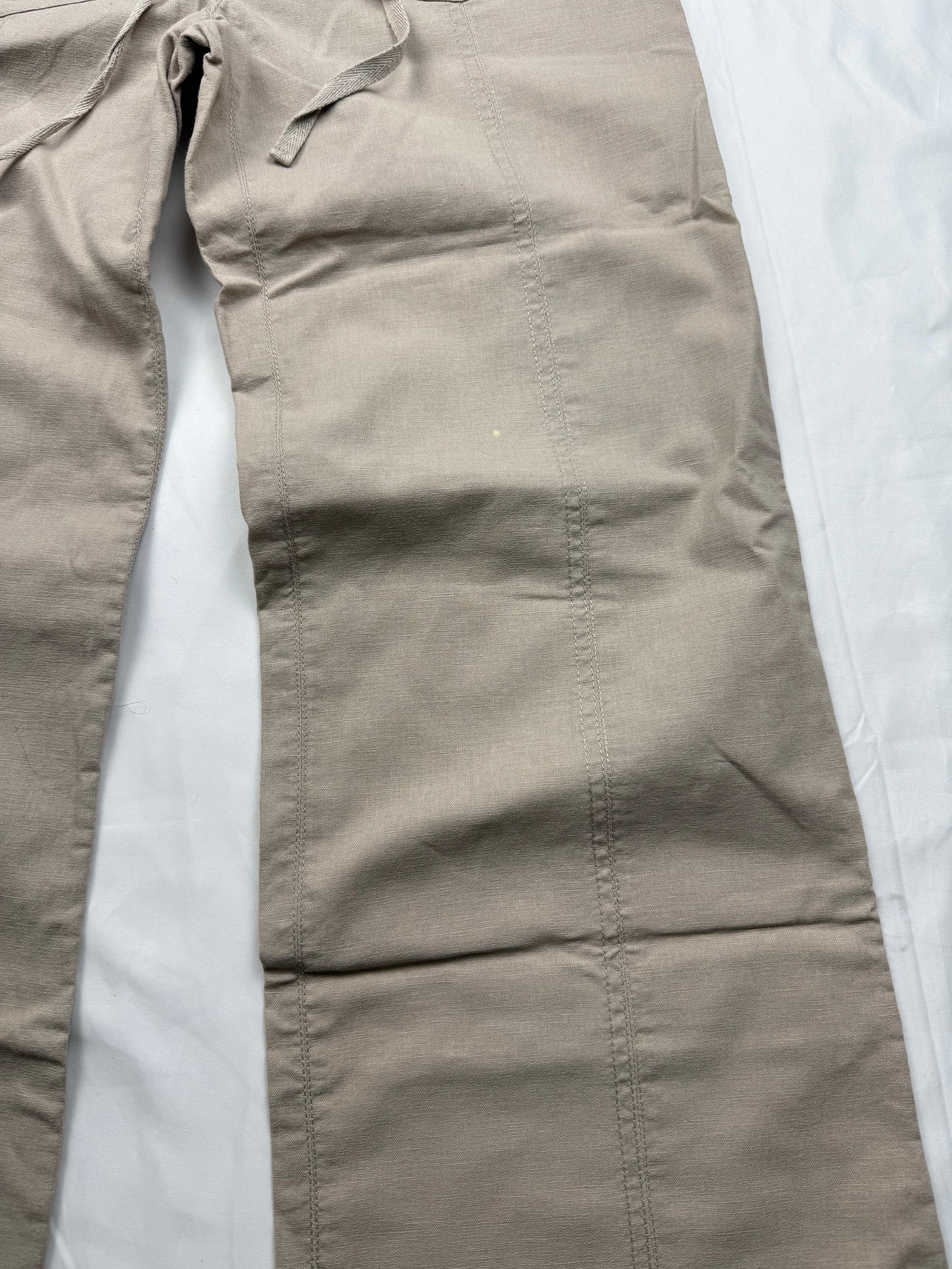 Beige linen baggy low rise pants (S/M)