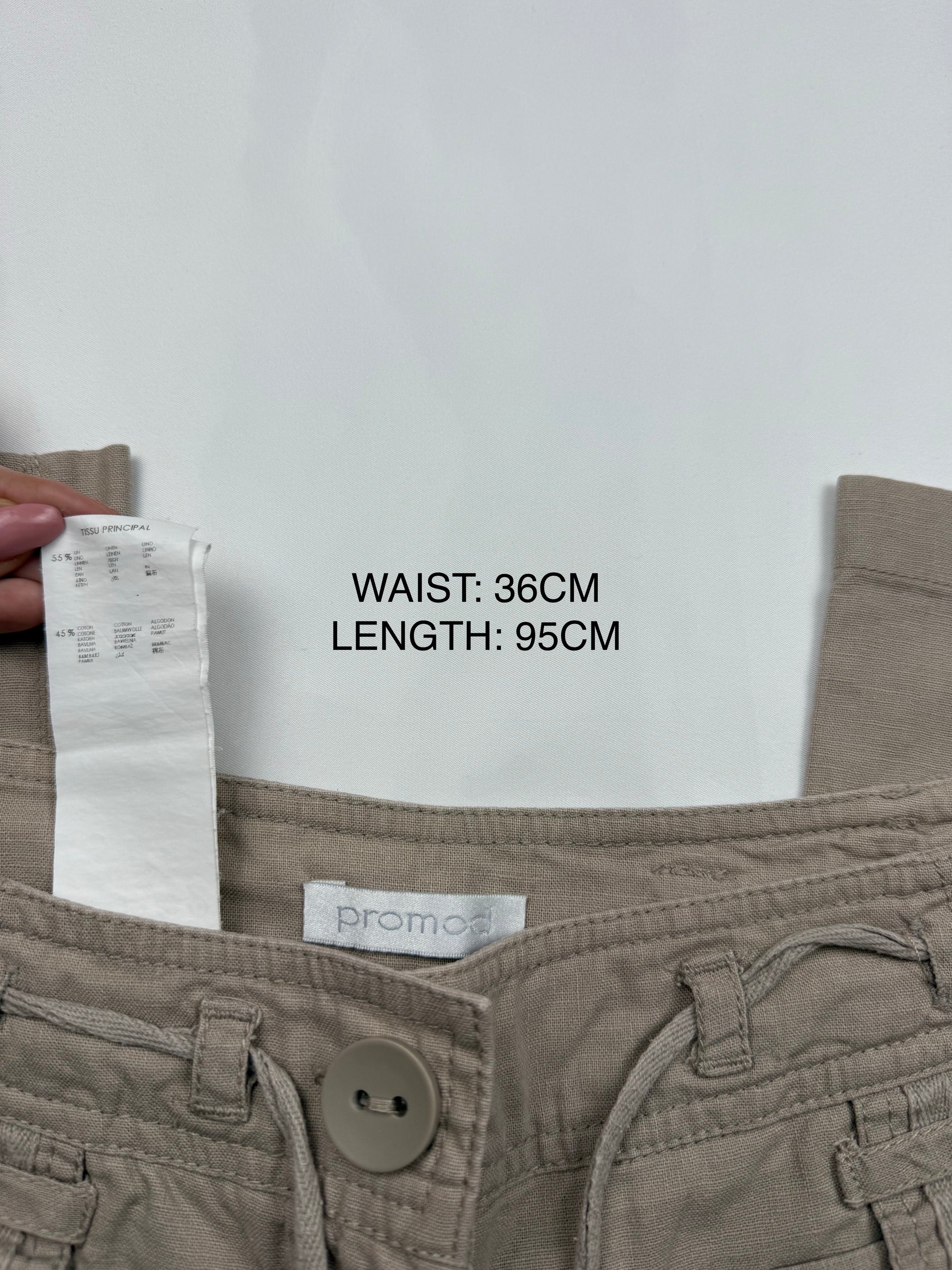 Beige linen baggy low rise pants (S/M)