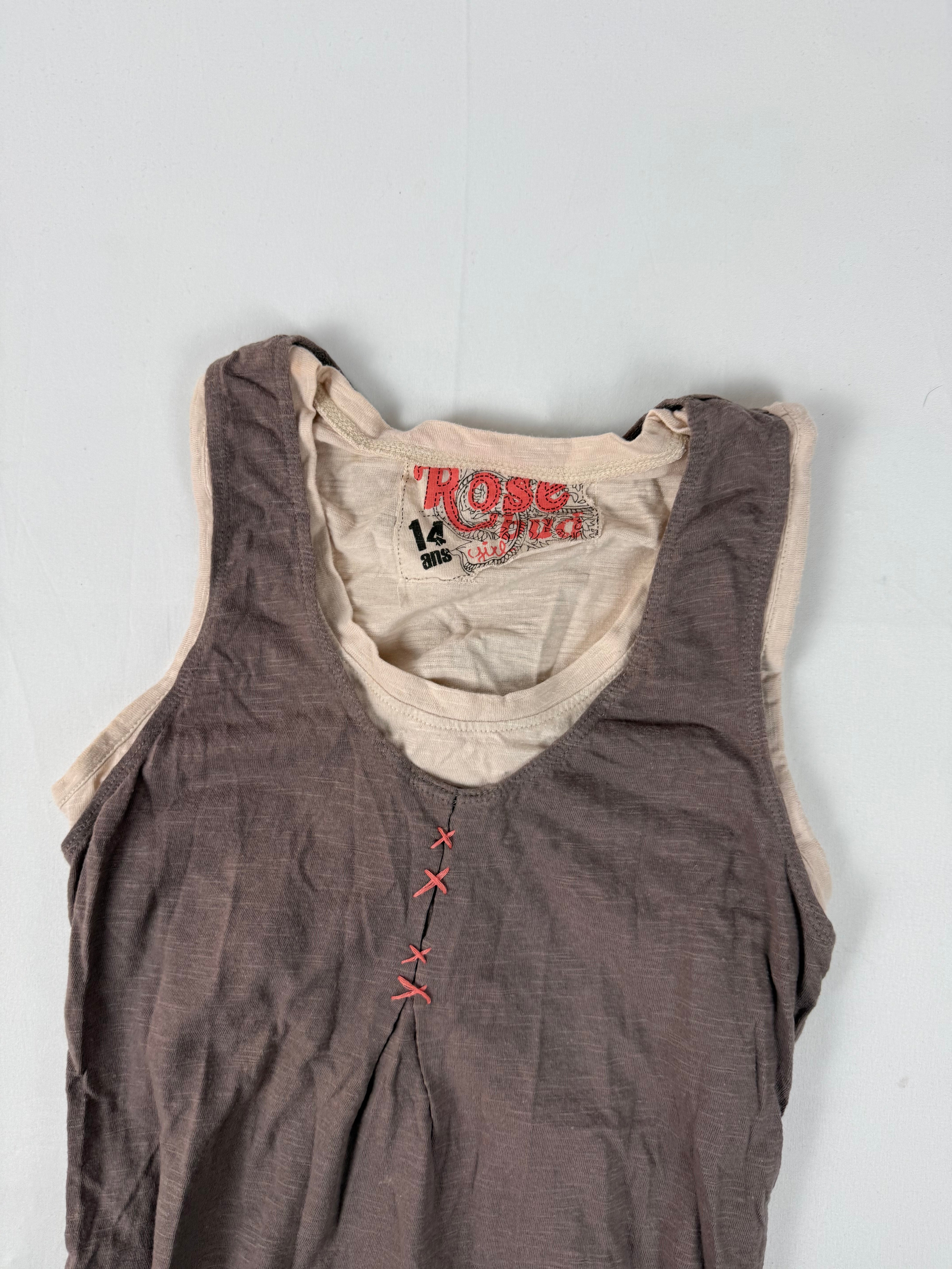 Beige 2 in 1 cotton tank top (XS/S)