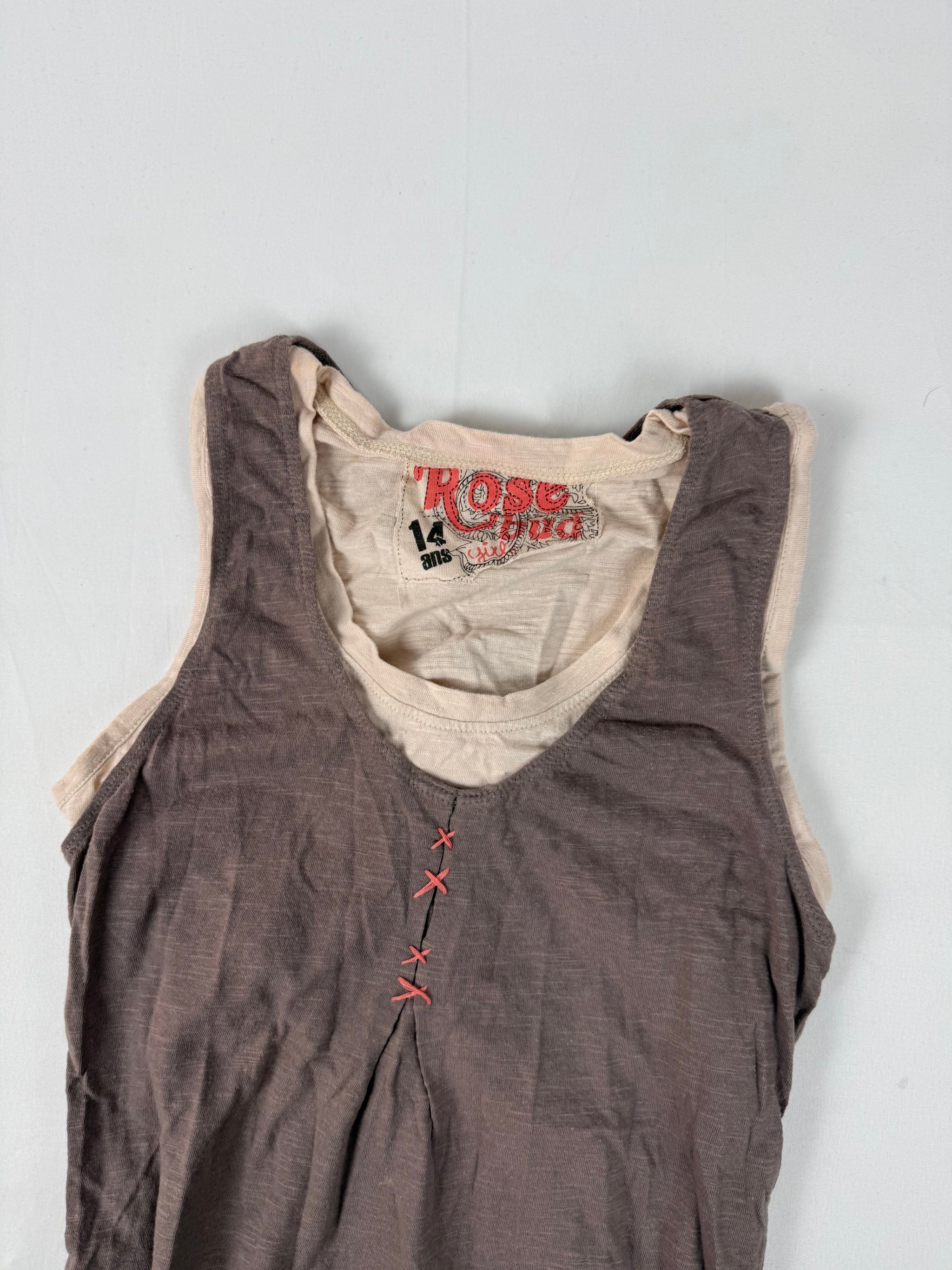 Beige 2 in 1 cotton tank top (XS/S)