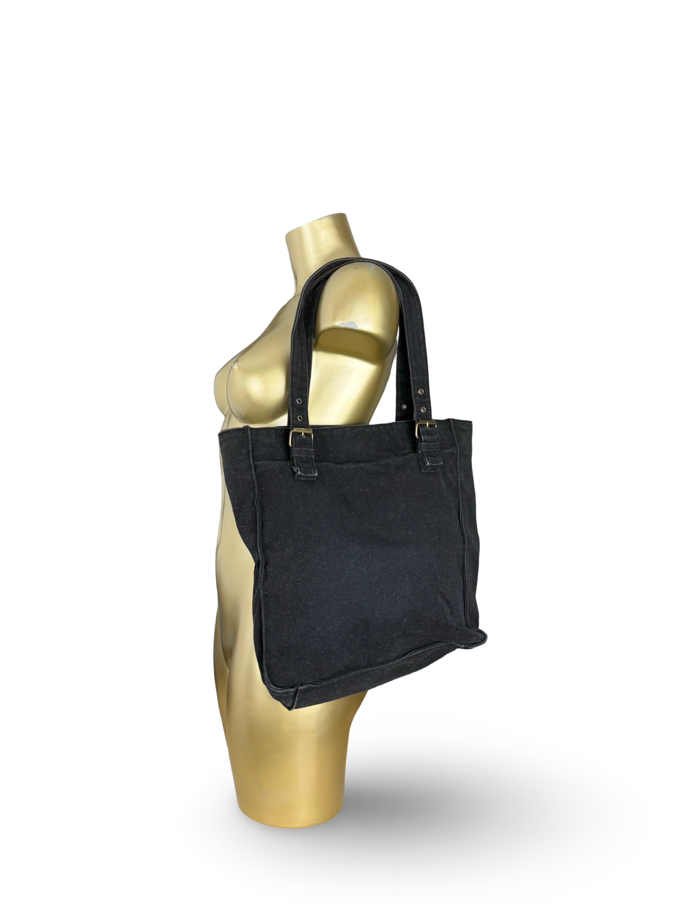 Black cotton besace bag