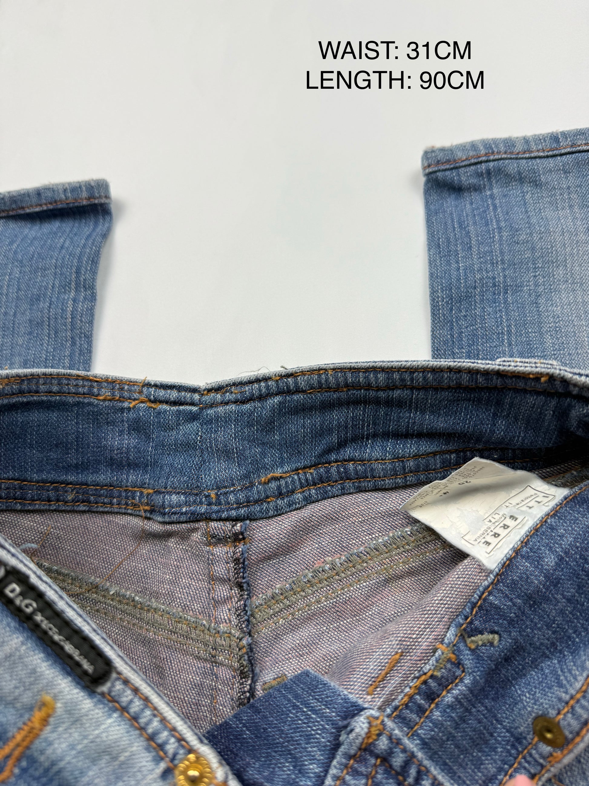 Blue denim low rise straight legs pants (XS)