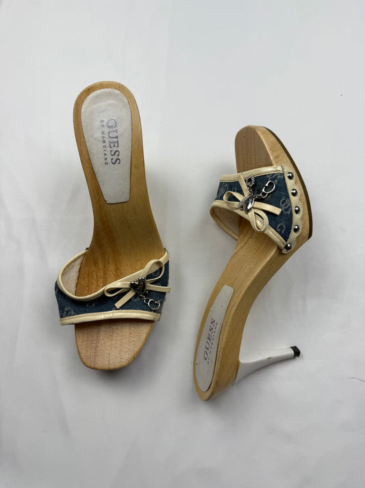 Blue charms monogram wood heels mules (38)