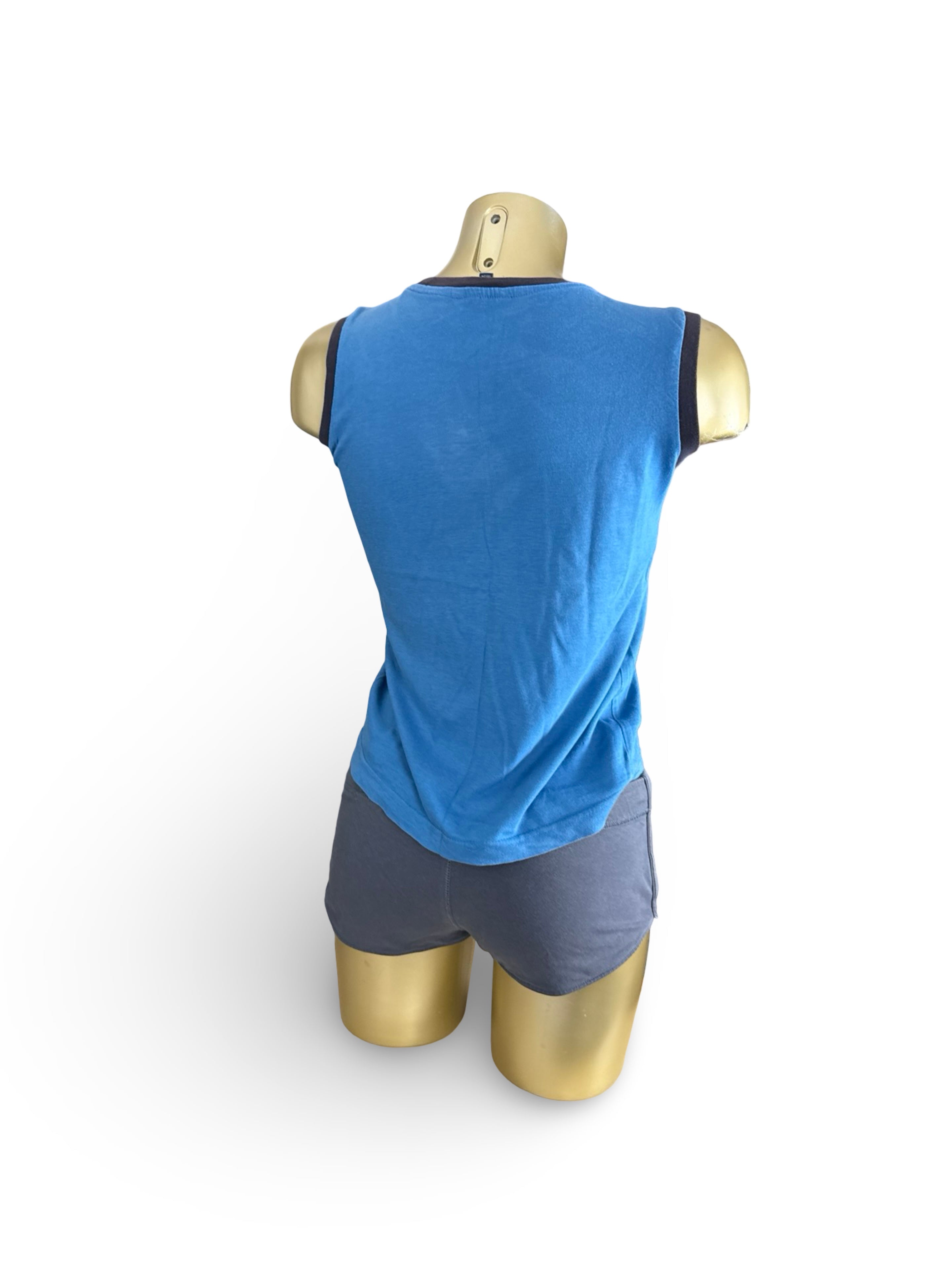 Blue activewear graphic top (S)