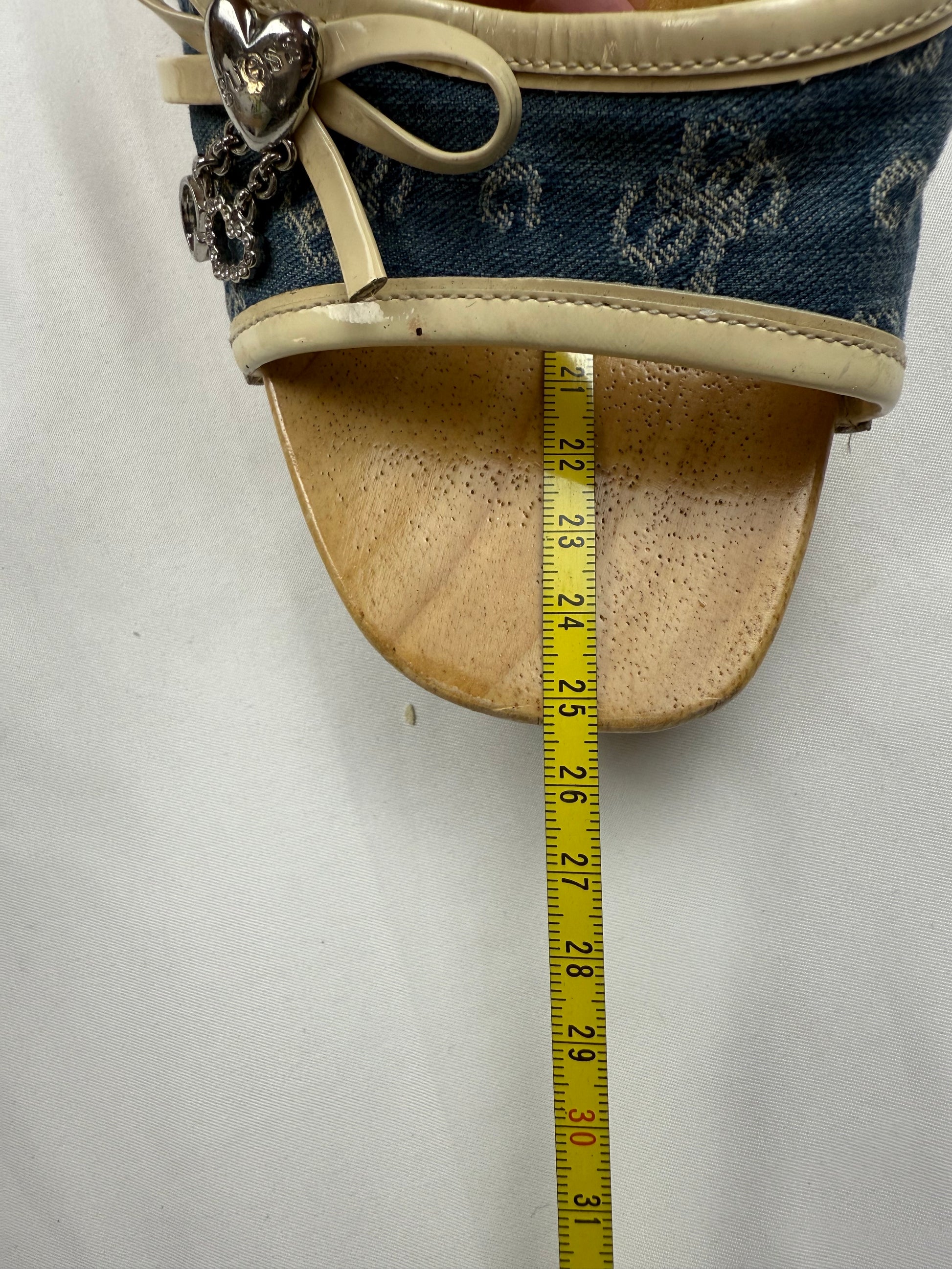 Blue charms monogram wood heels mules (38)