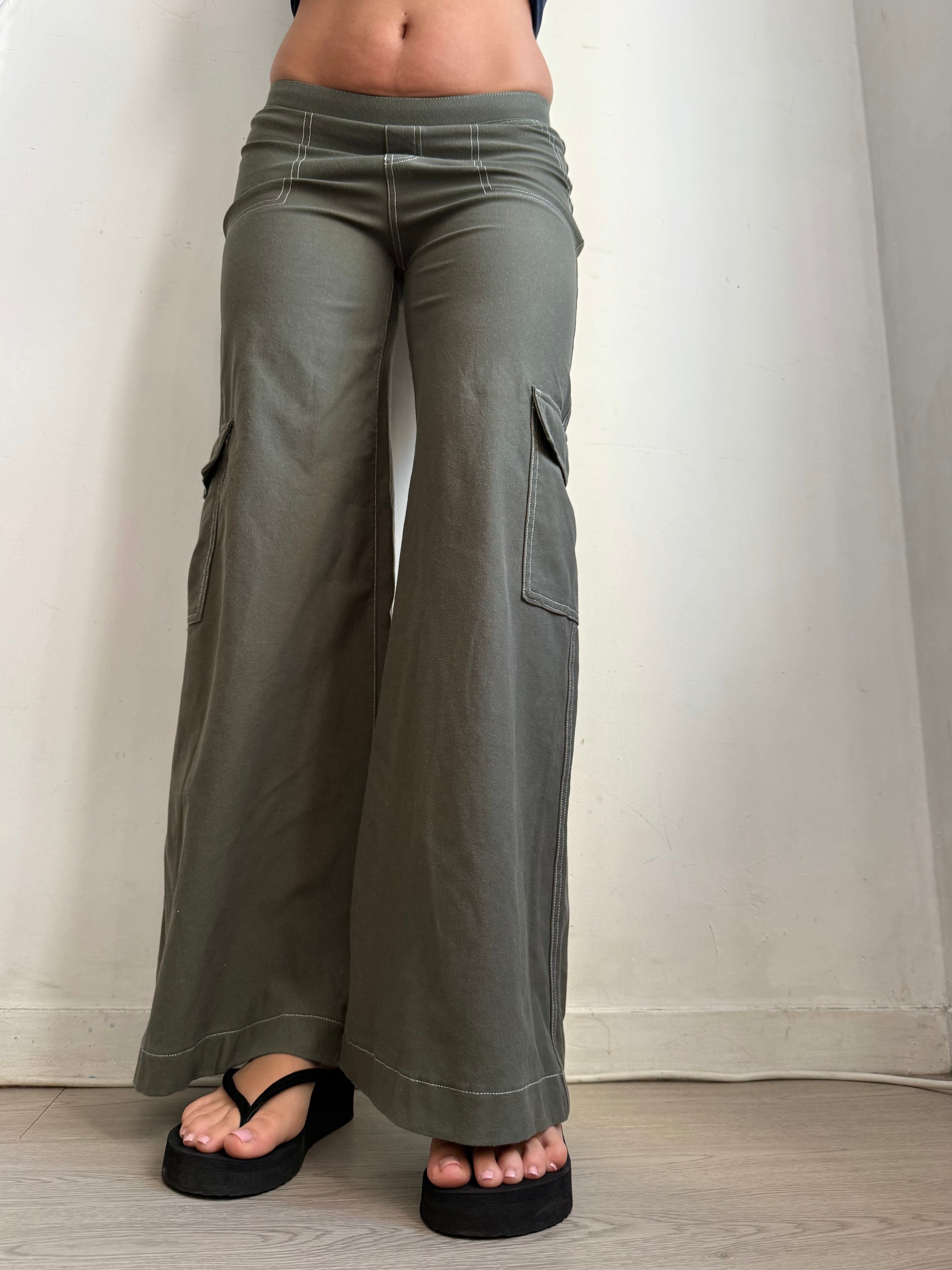 Pantalon droit taille basse en jean noir (XS)