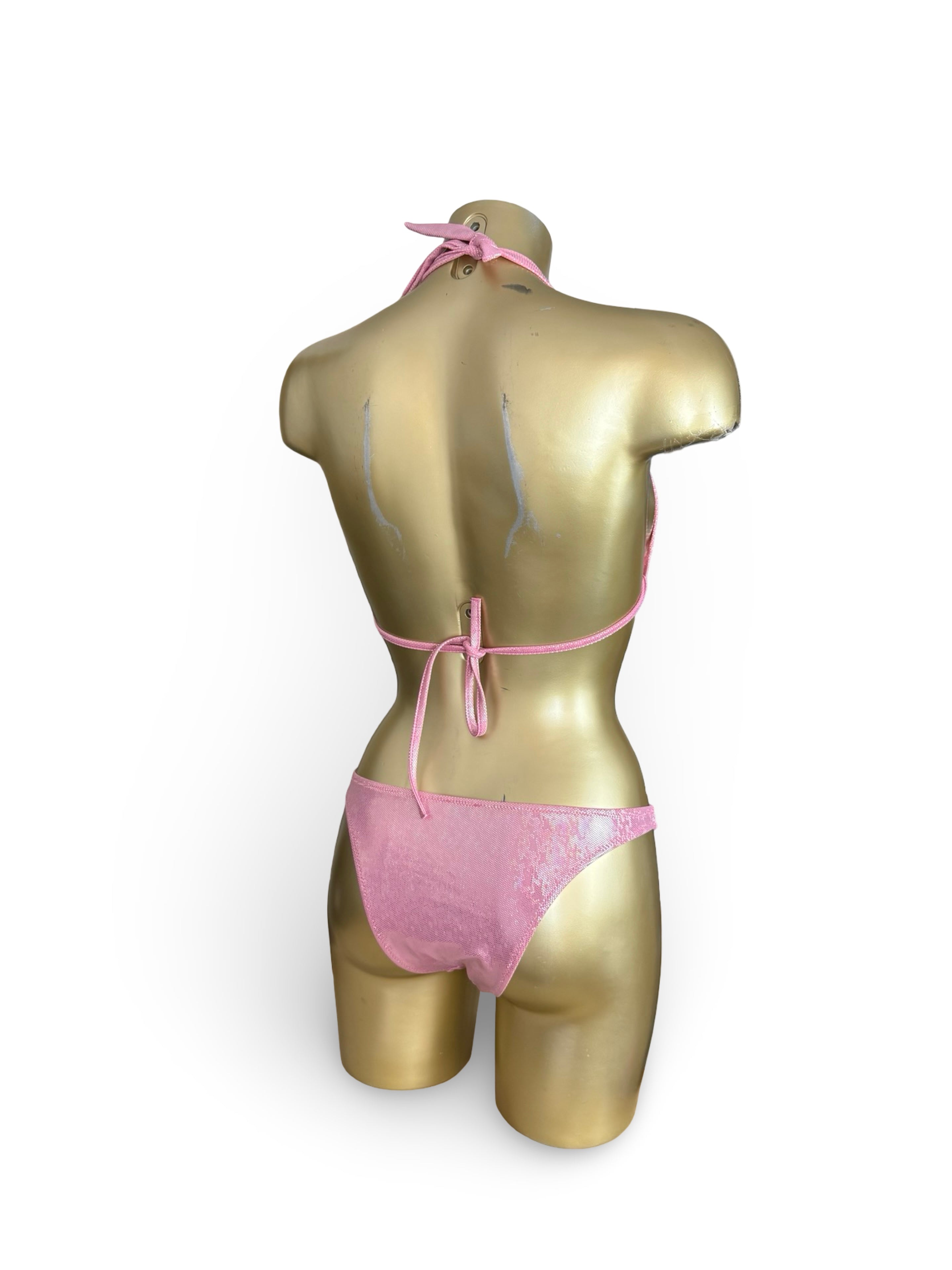 Baby pink shinny bikini set (S)