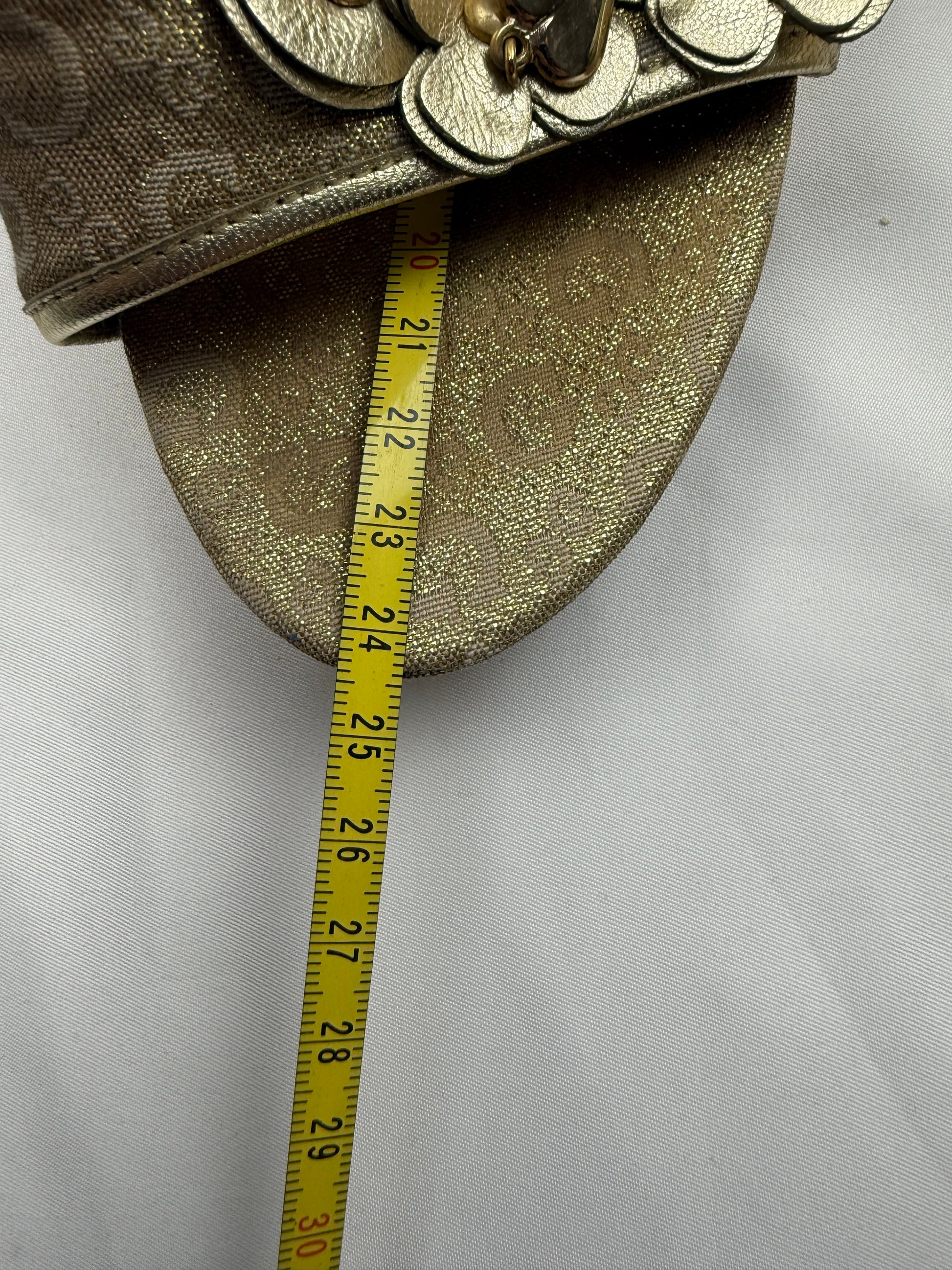 Gold charms monogram real leather heels mules (37)