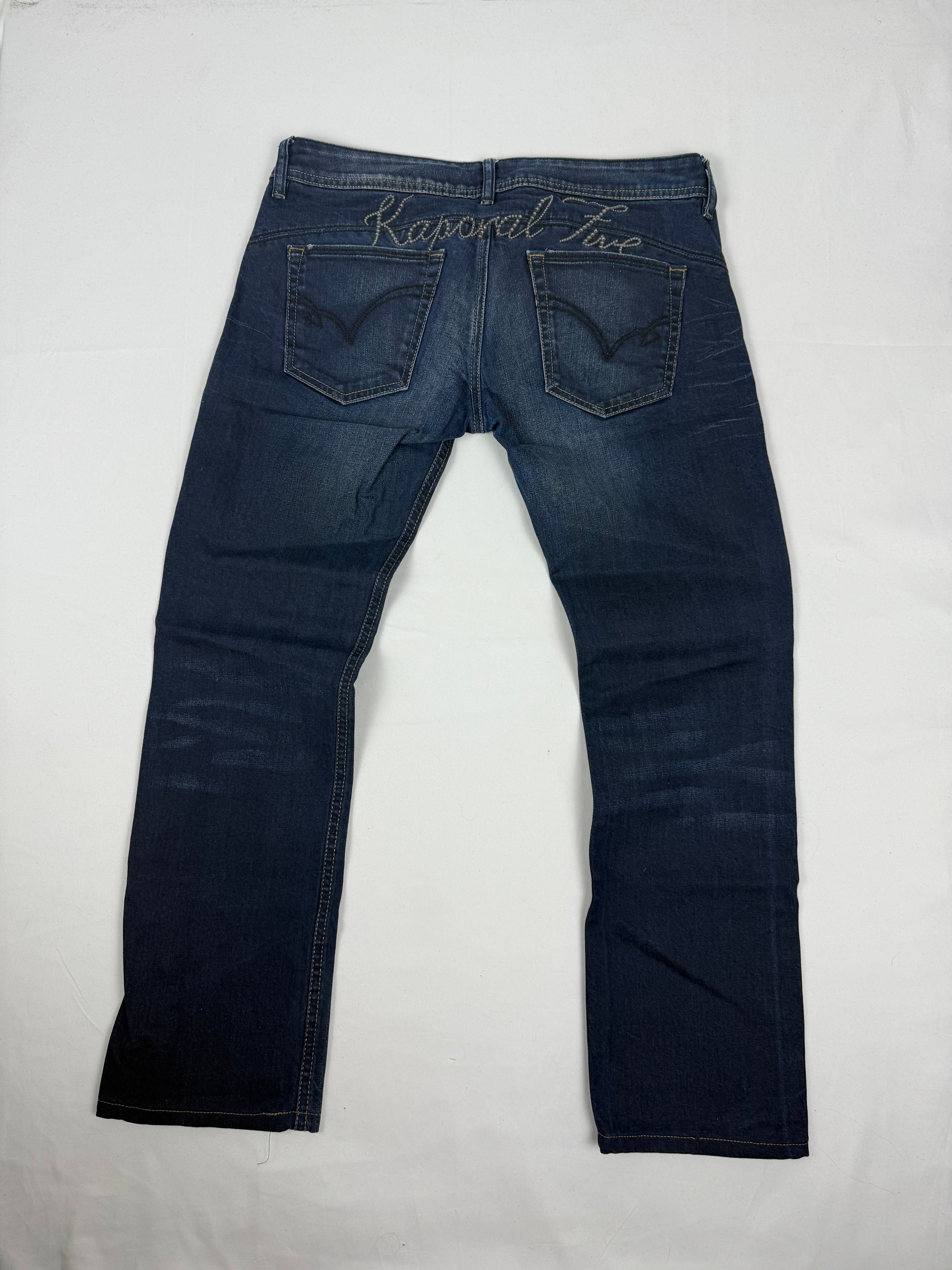 Navy denim low rise capri pants (M)