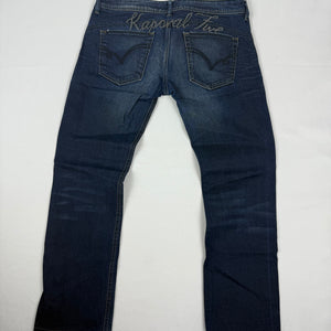 Navy denim low rise bootcut pants (S)