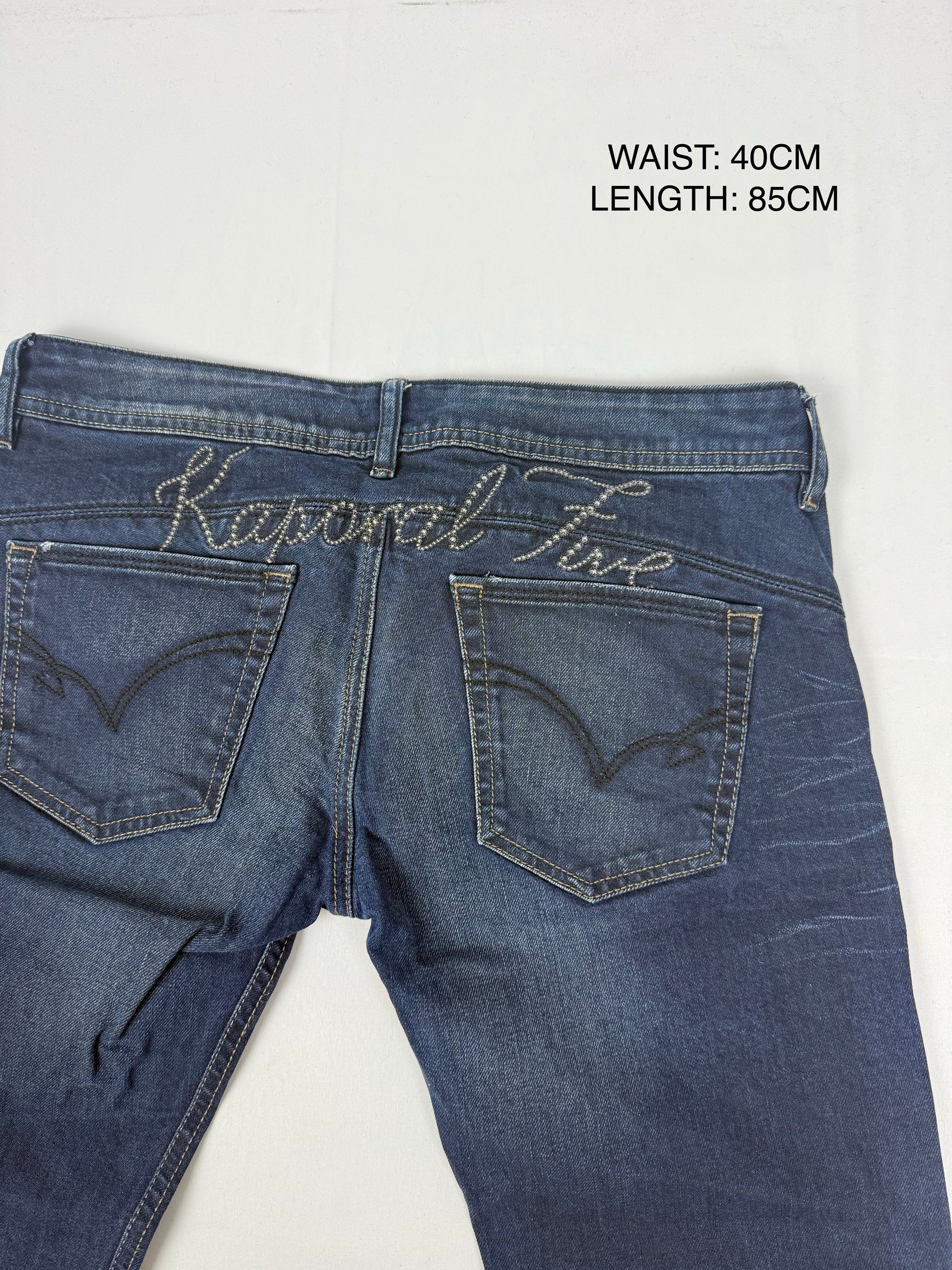 Navy denim low rise bootcut pants (S)