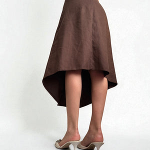 Brown suede low rise maxi skirt (S)