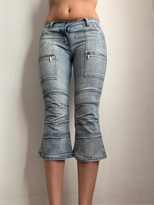 Blue denim low waist capri pants (XS/S)