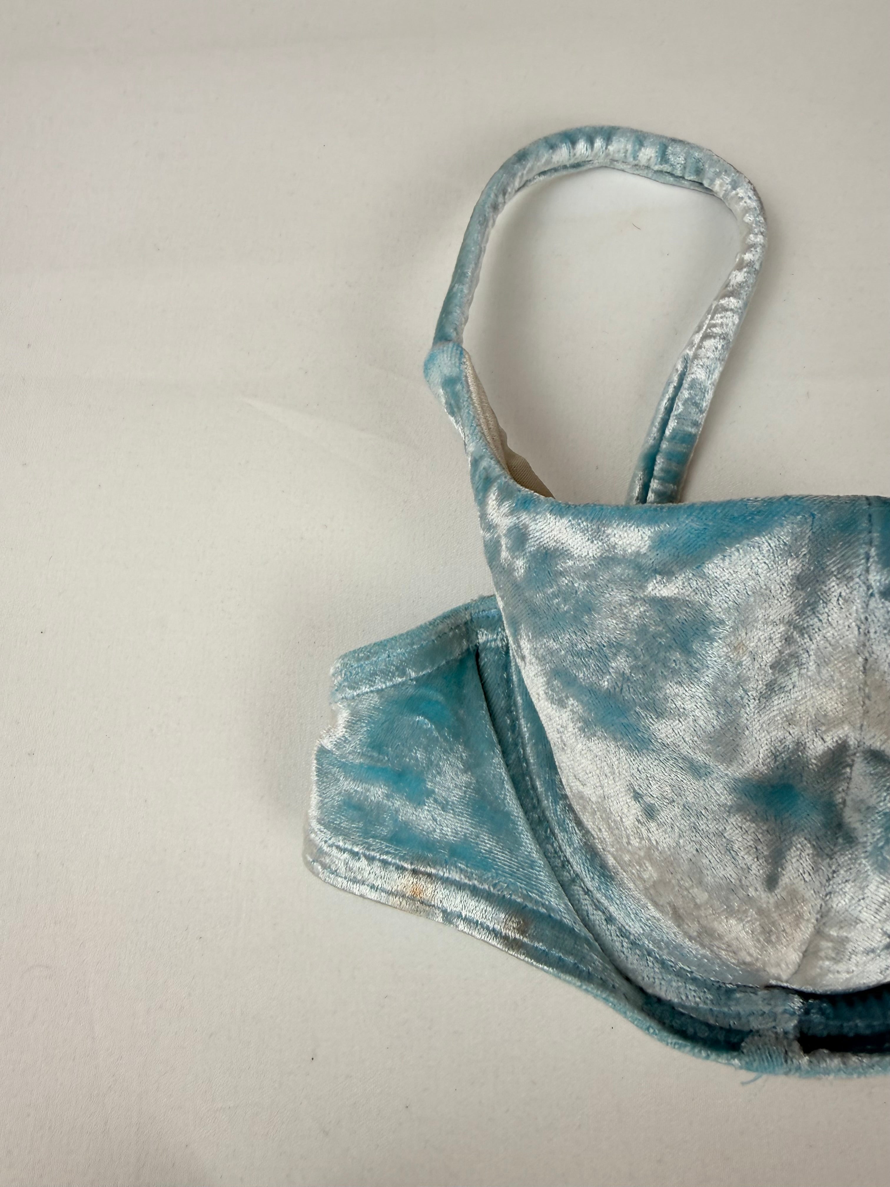 Blue velvet low rise bikini set (XS)