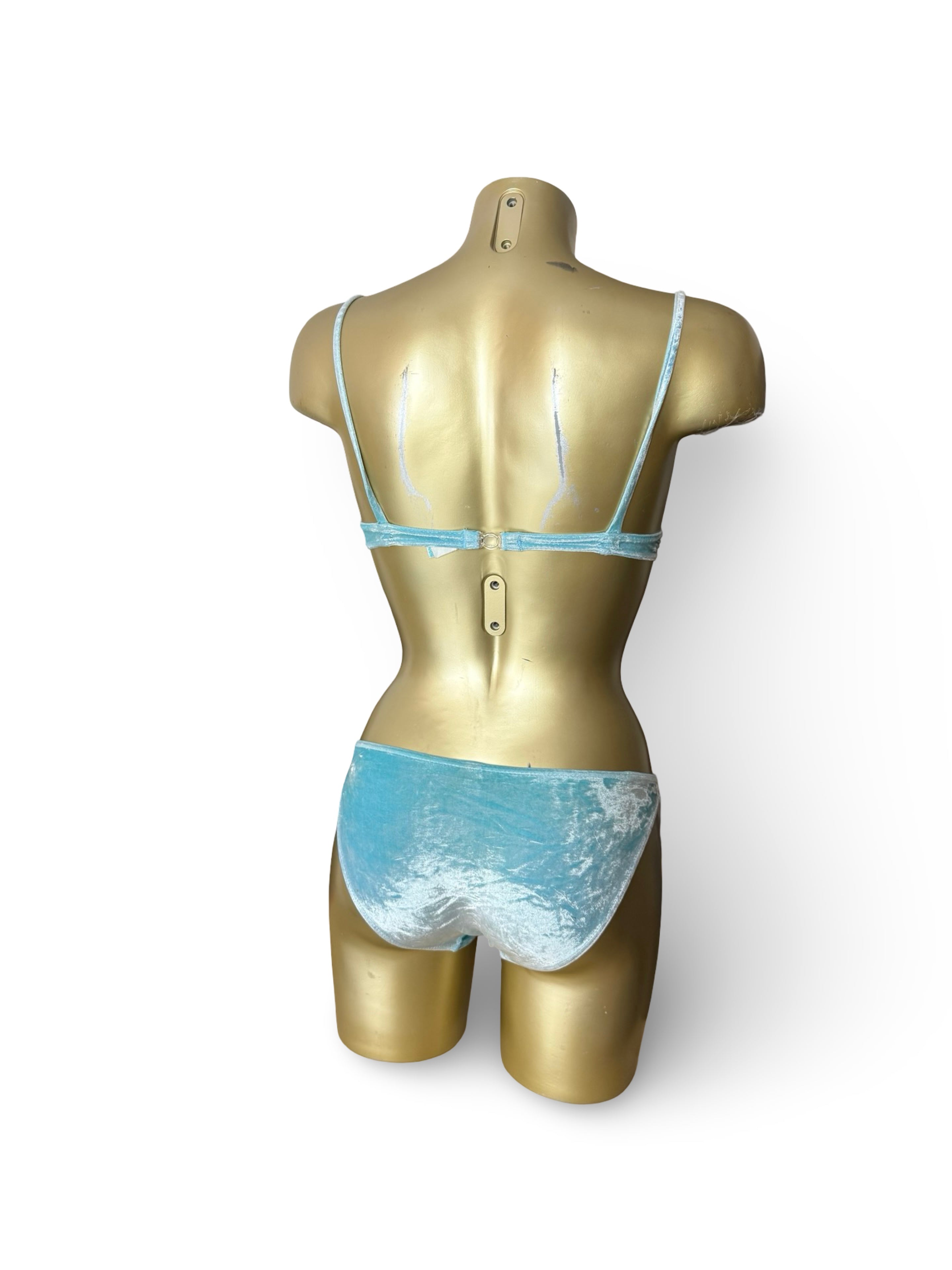 Blue velvet low rise bikini set (XS)