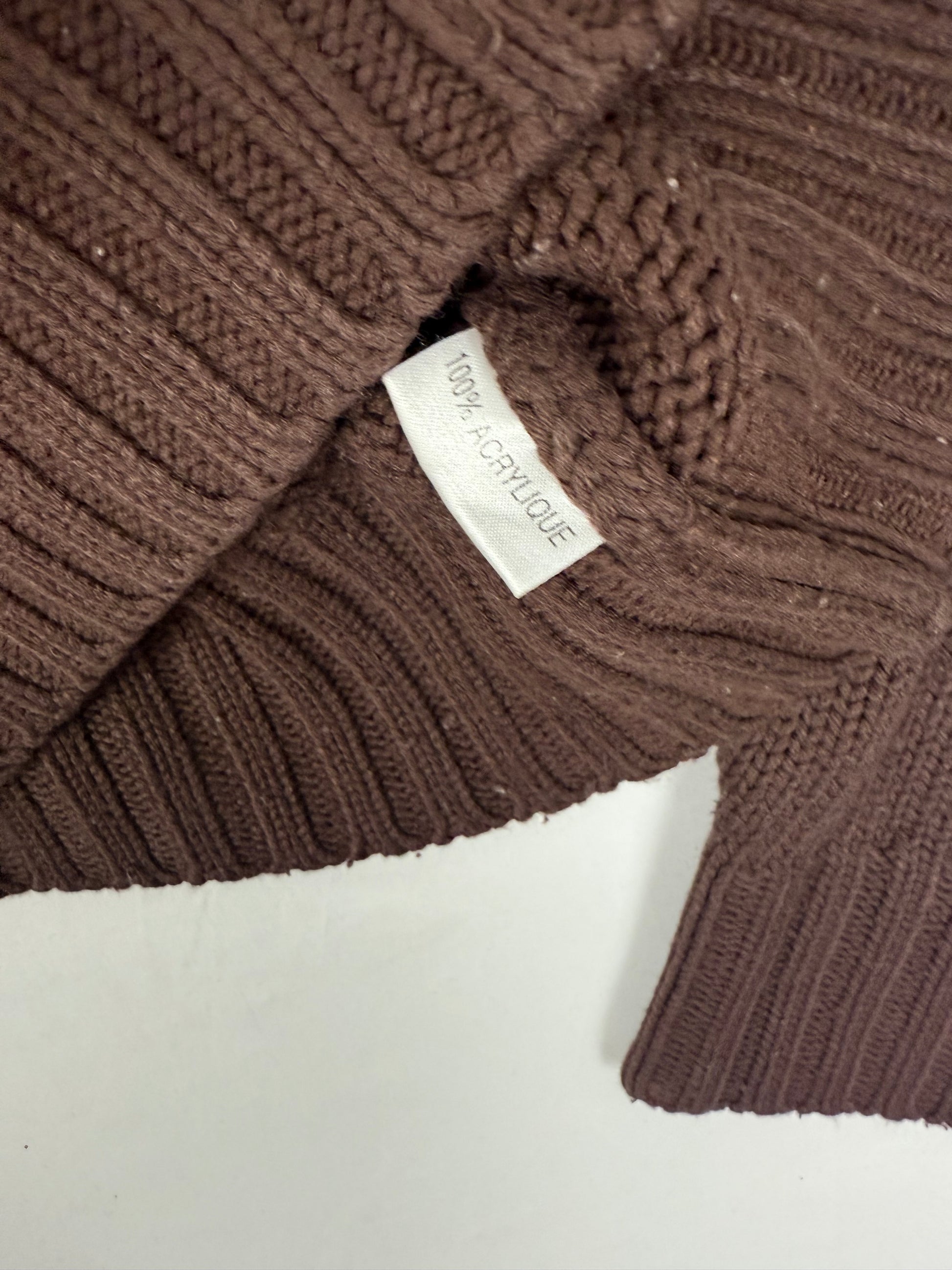 Brown zip up cardigan jumper (L)