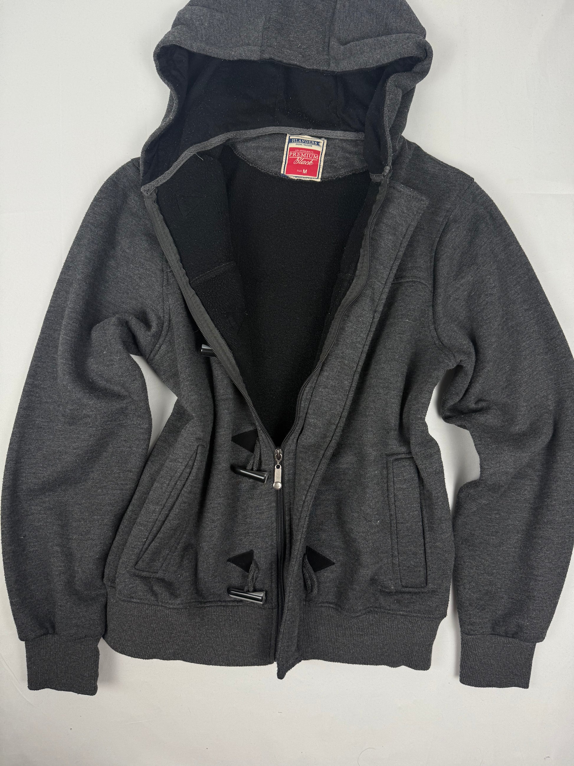 Grey cotton hooded tight fit jacket (M)
