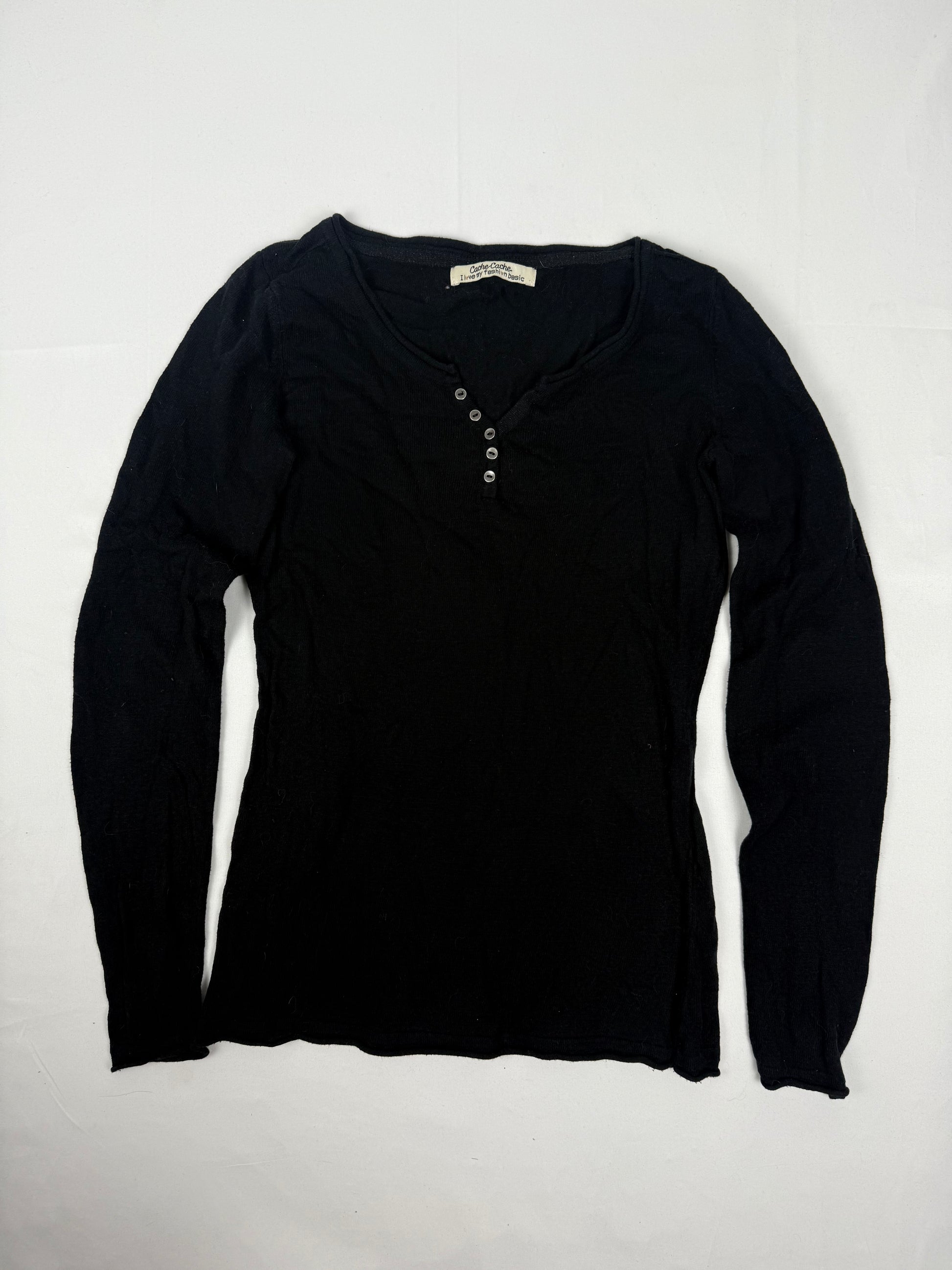 Black cotton polo neck jumper (S)
