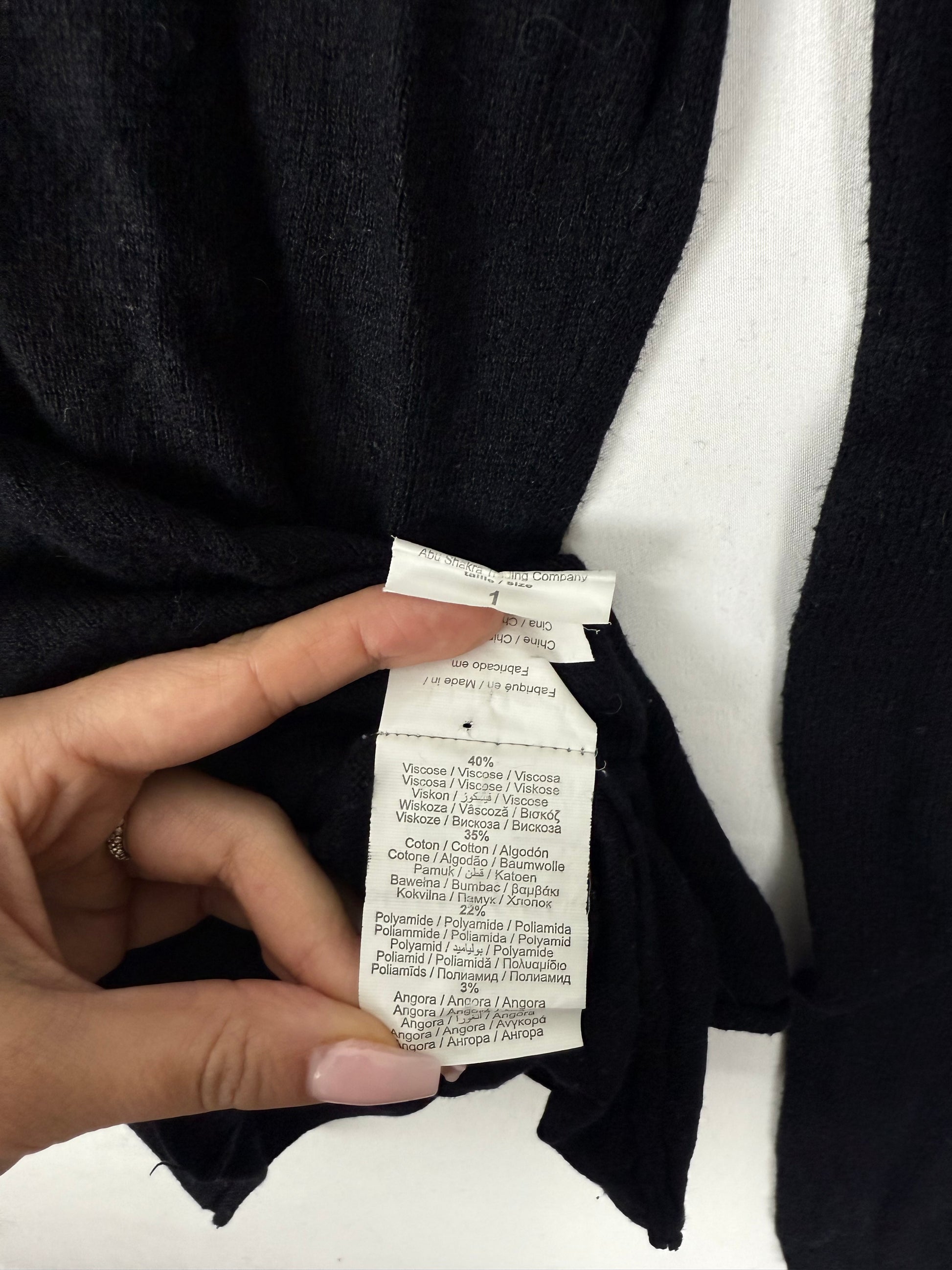 Black cotton polo neck jumper (S)