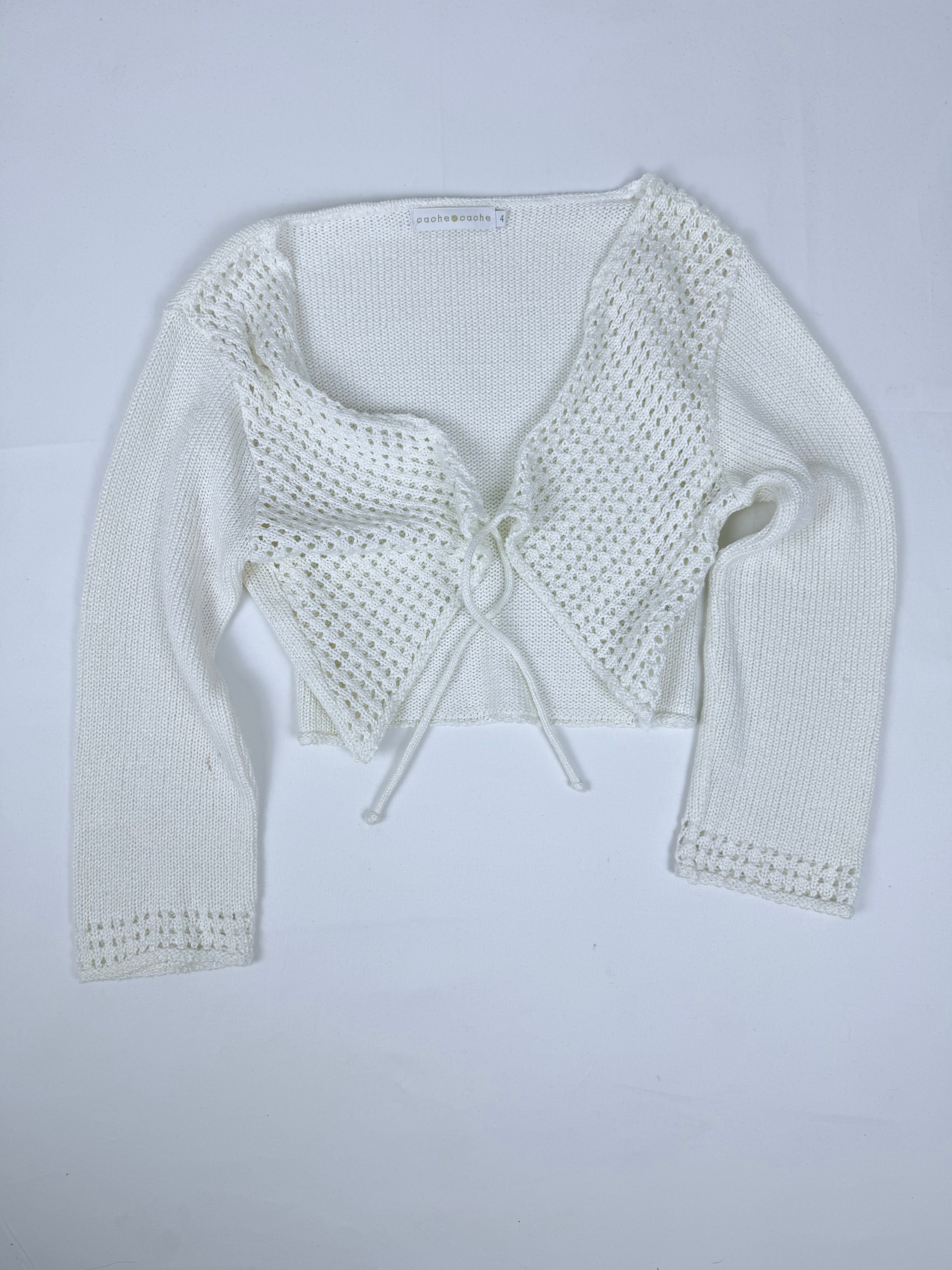 White crochet tie up bolero jumper (XL)