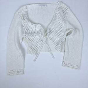 White crochet tie up bolero jumper (XL)