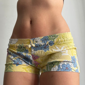 Yellow floral low rise mini short (XS/S)