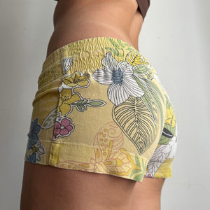 Yellow floral low rise mini short (XS/S)