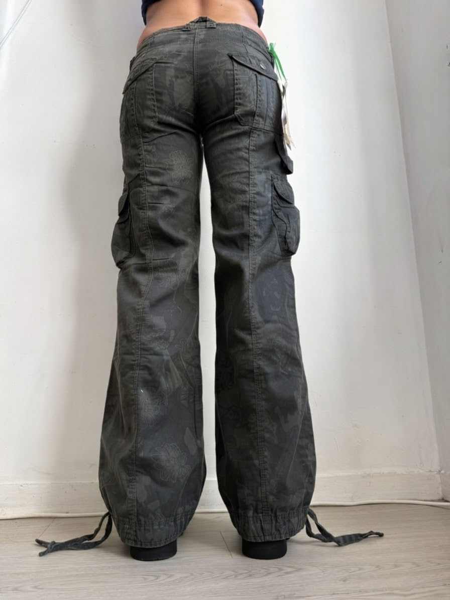 Pantalon droit taille basse en jean noir (XS)