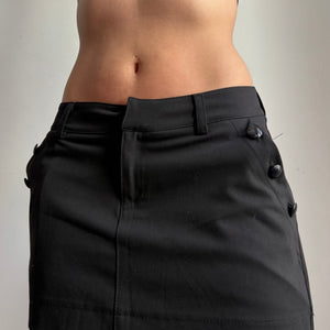 Black pleated low rise mini skirt (S)