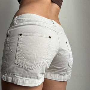 White denim low rise mini short (M)
