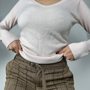 Light pink V neck  jumper (M)