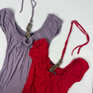 Red pearls tight fit top (S/M)