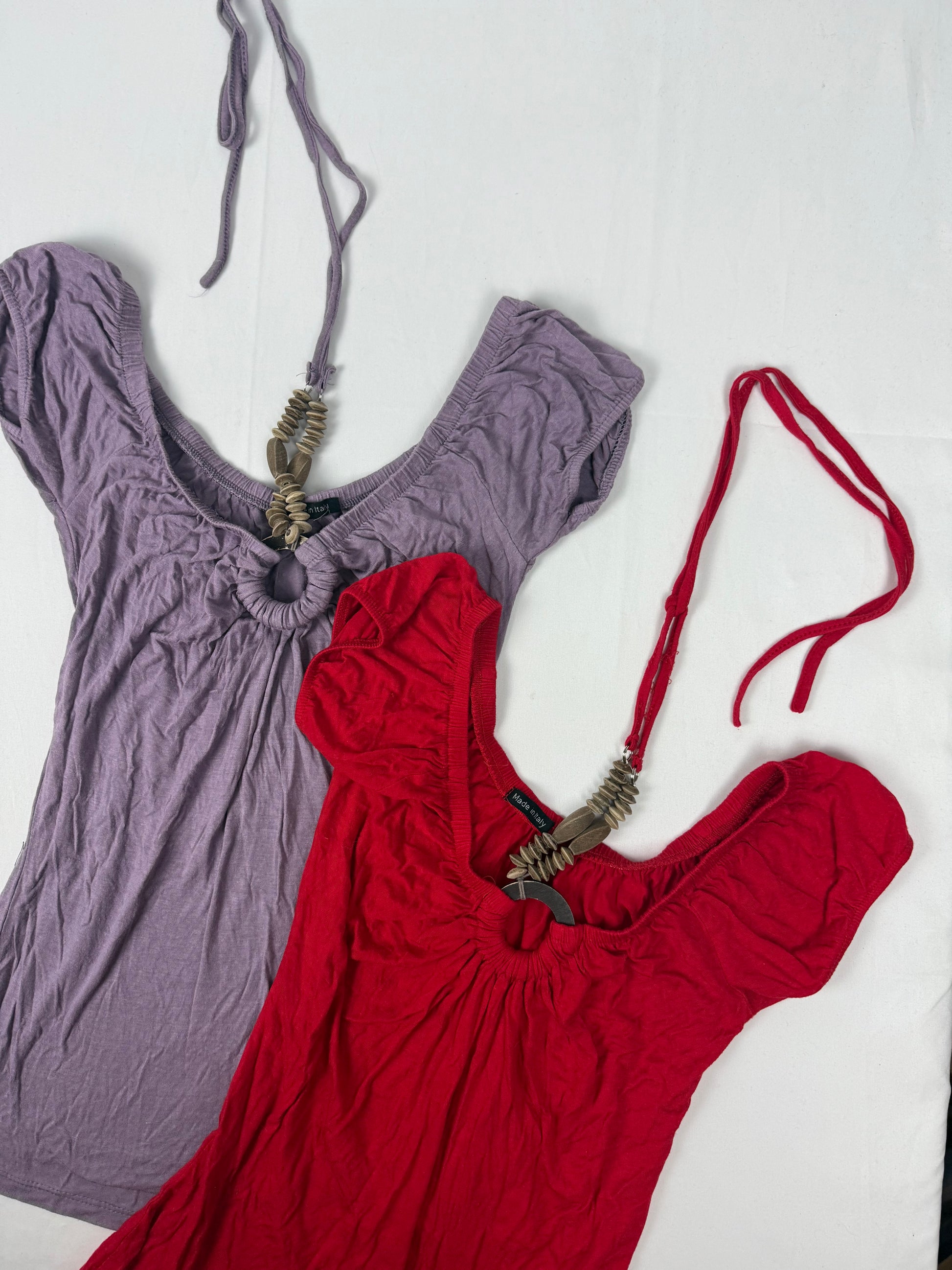 Red pearls tight fit top (S/M)