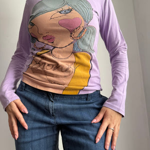 Lilac graphic long sleeves top (XL)