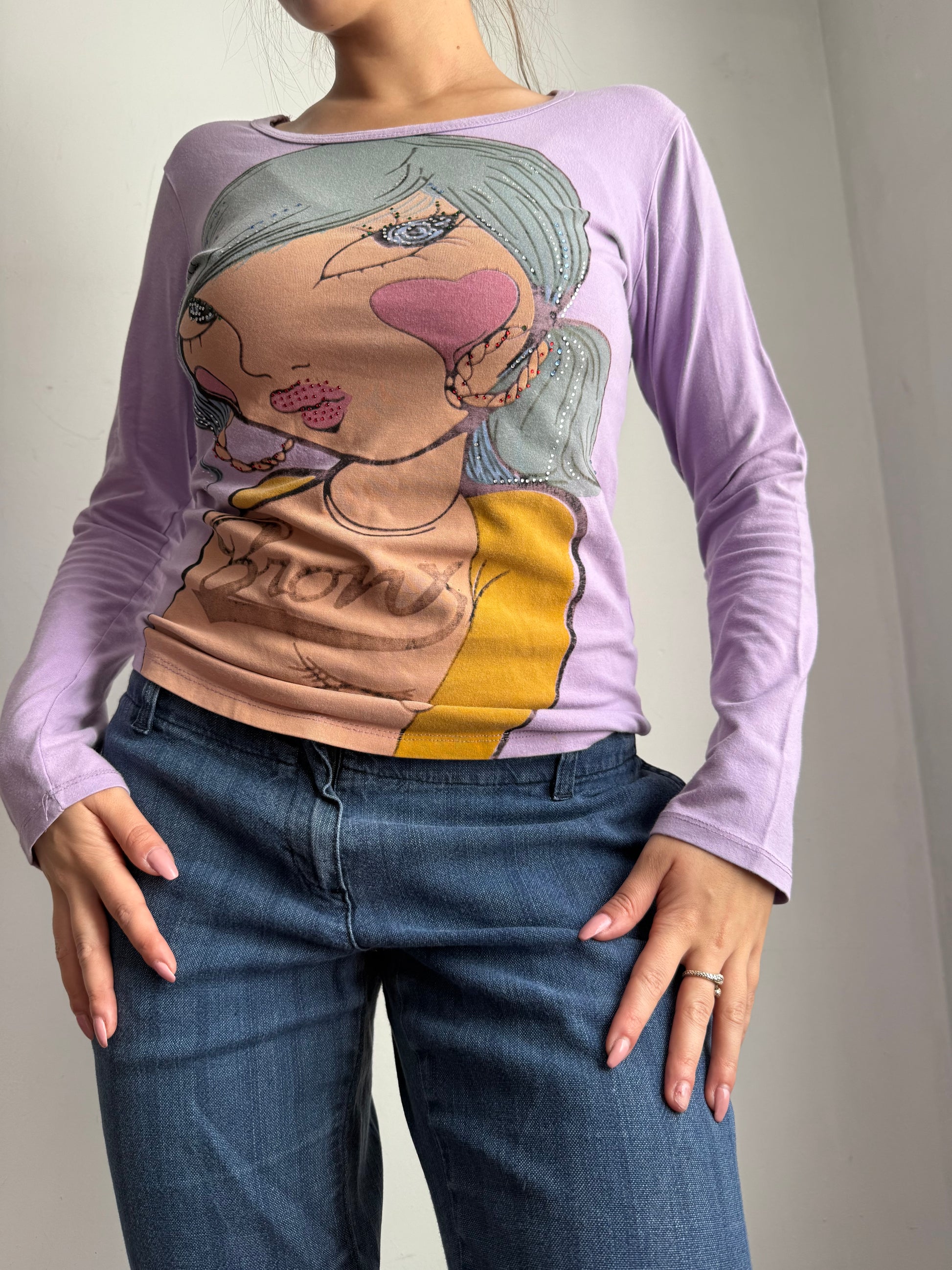 Lilac graphic long sleeves top (XL)