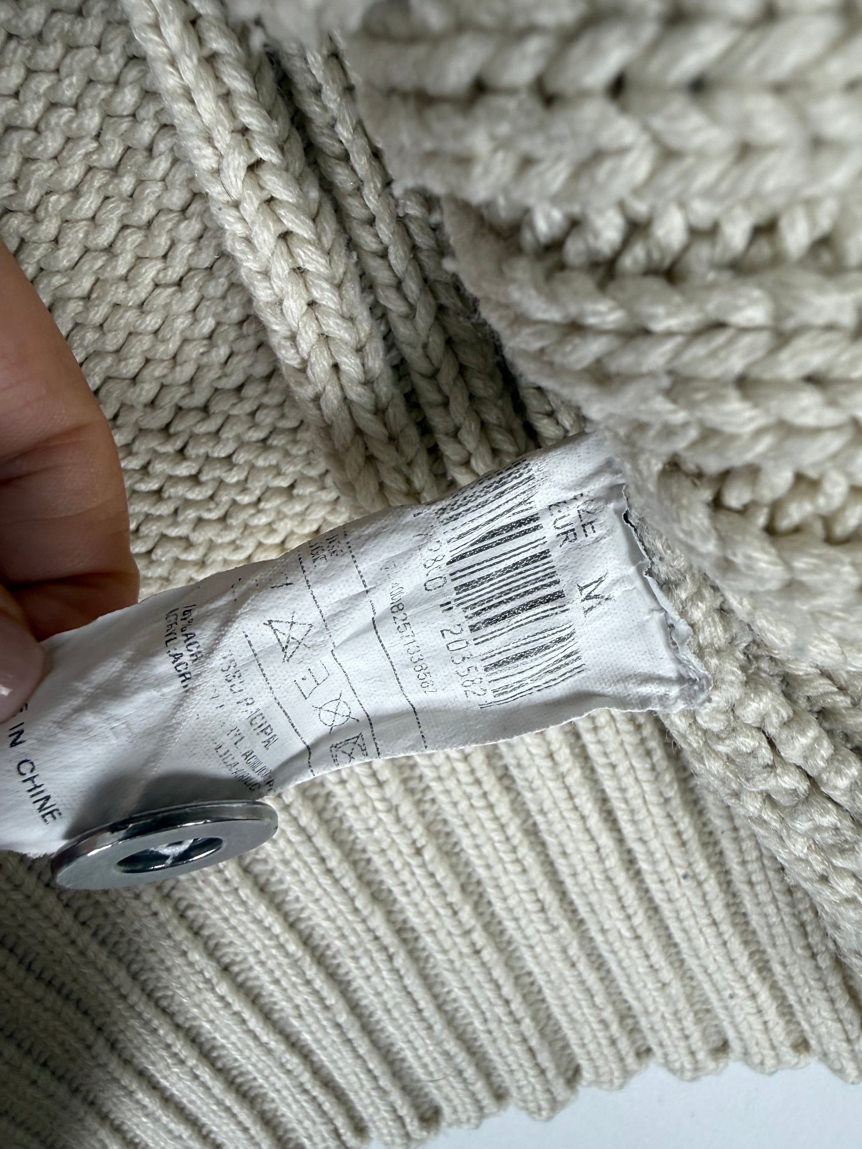 Beige faux fur neck knit jumper (M)