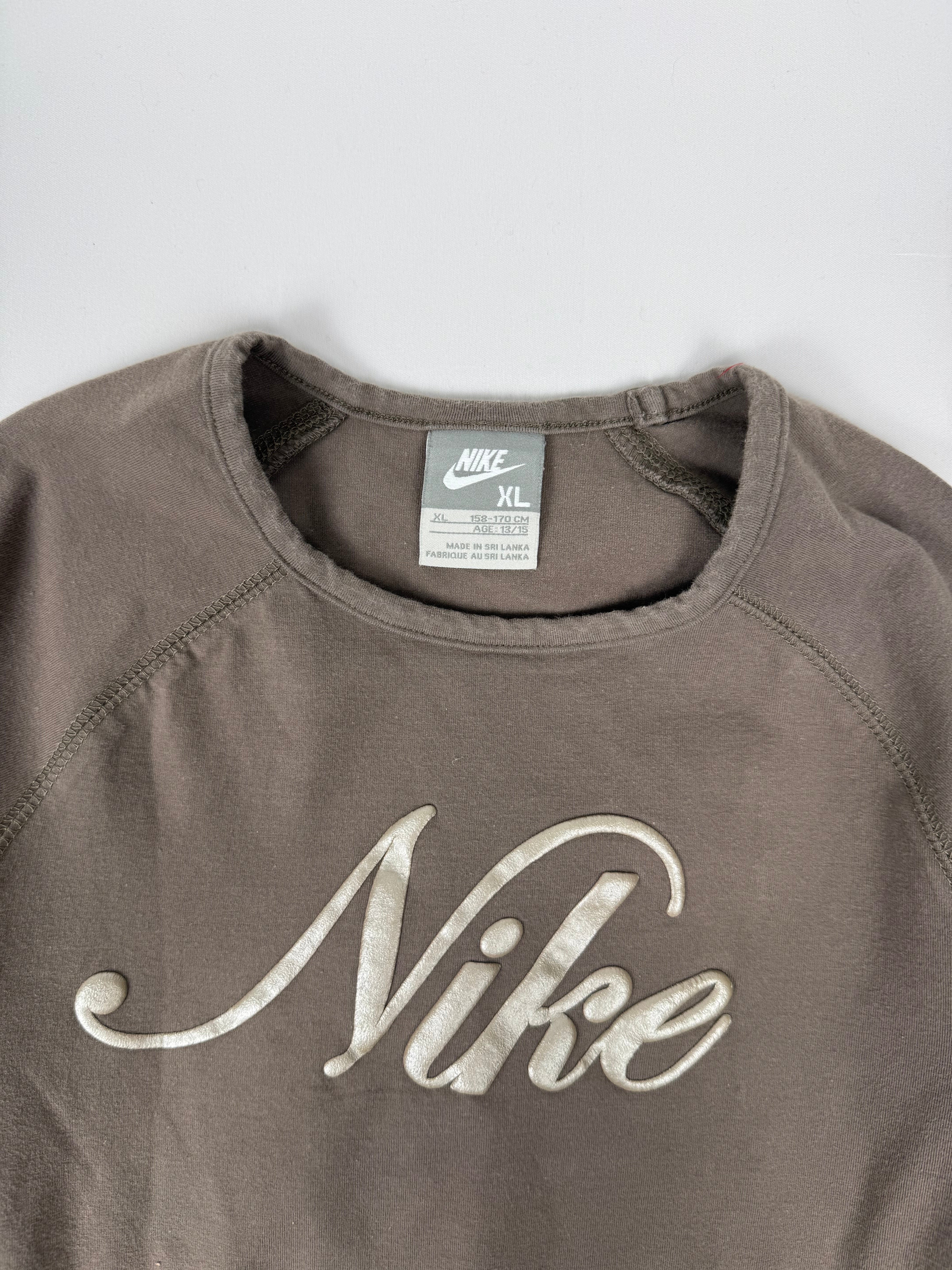 Brown logo long sleeves top (M)
