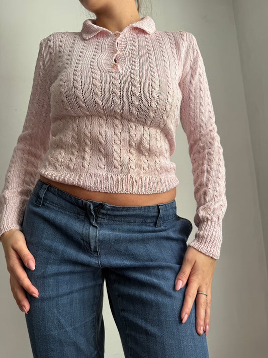 Baby pink polo neck jumper (S/M)