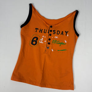 Orange graphic cotton top (S)