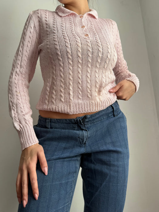 Baby pink polo neck jumper (S/M)