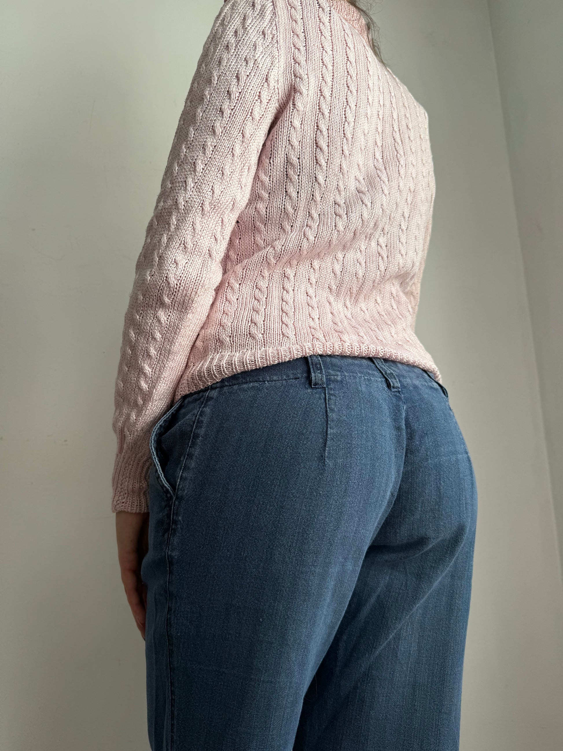 Baby pink polo neck jumper (S/M)
