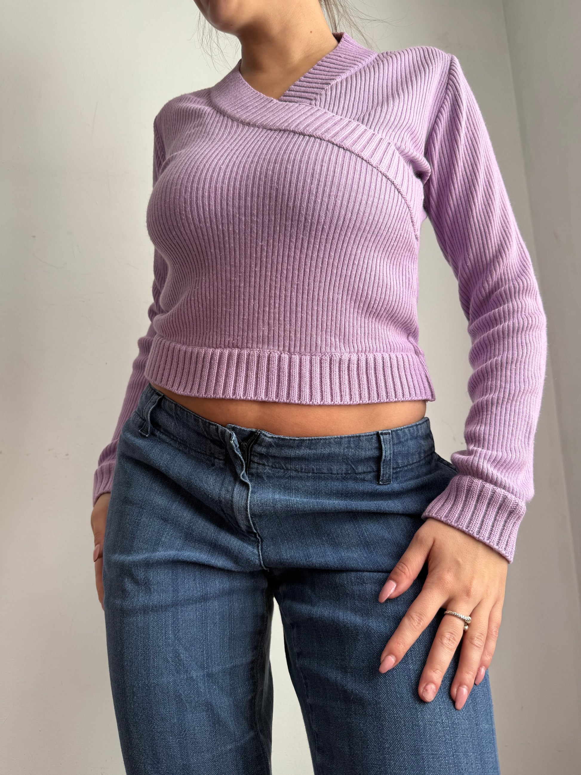 Lilac ribbed  jumper (S/M)