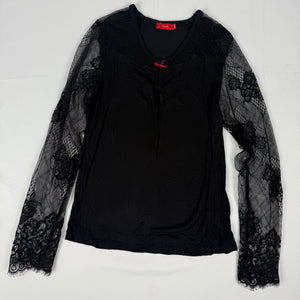 Black bi fabric lace long sleeves top (XS/S)
