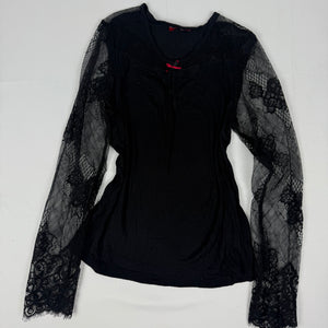 Black bi fabric lace long sleeves top (XS/S)