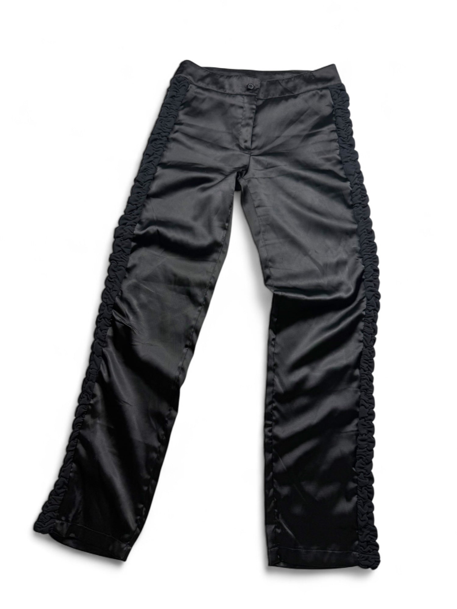 Black silky low rise bootcut office pants (M)
