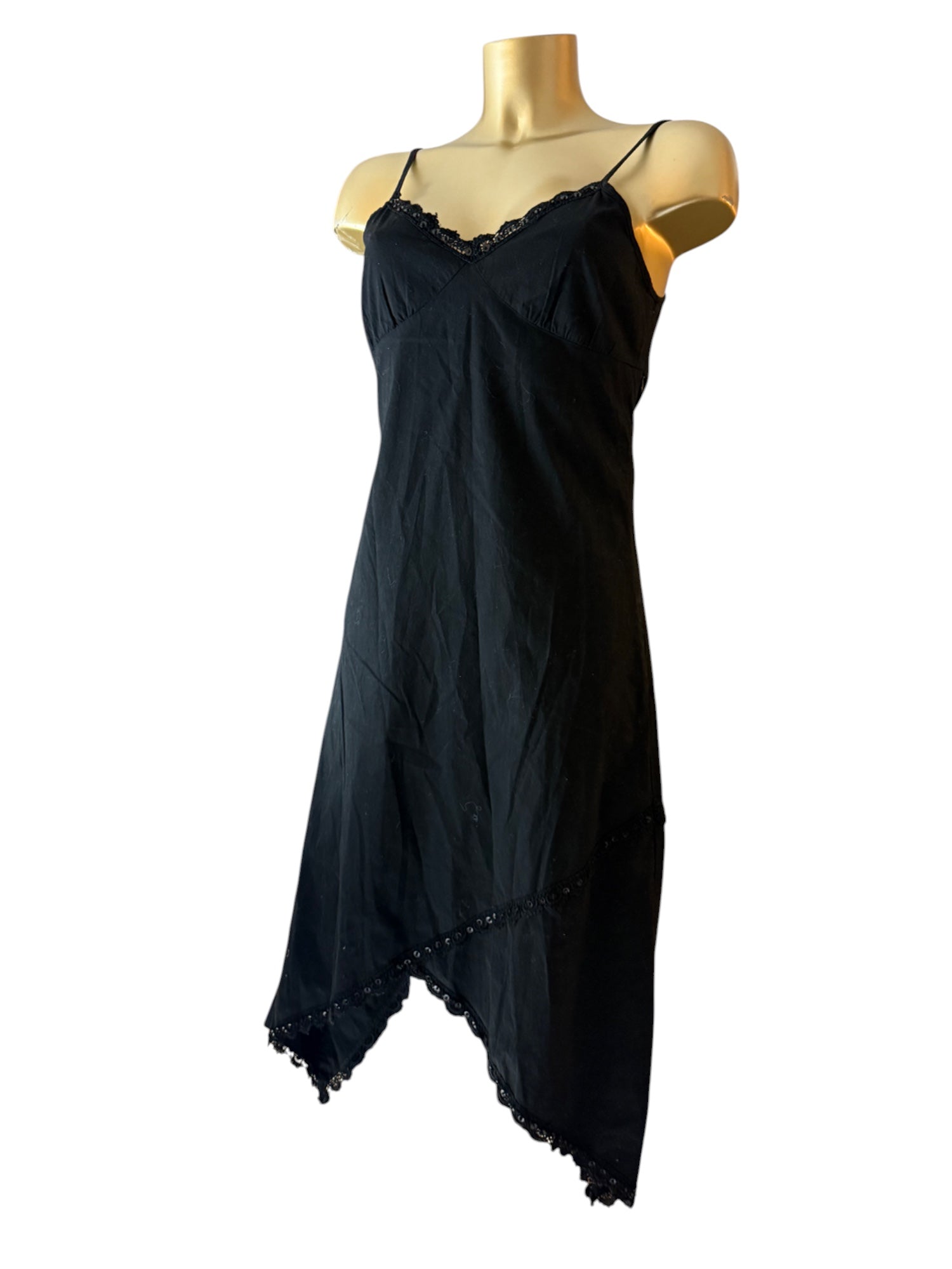 Black 100% coton asymmetric maxi dress (S)